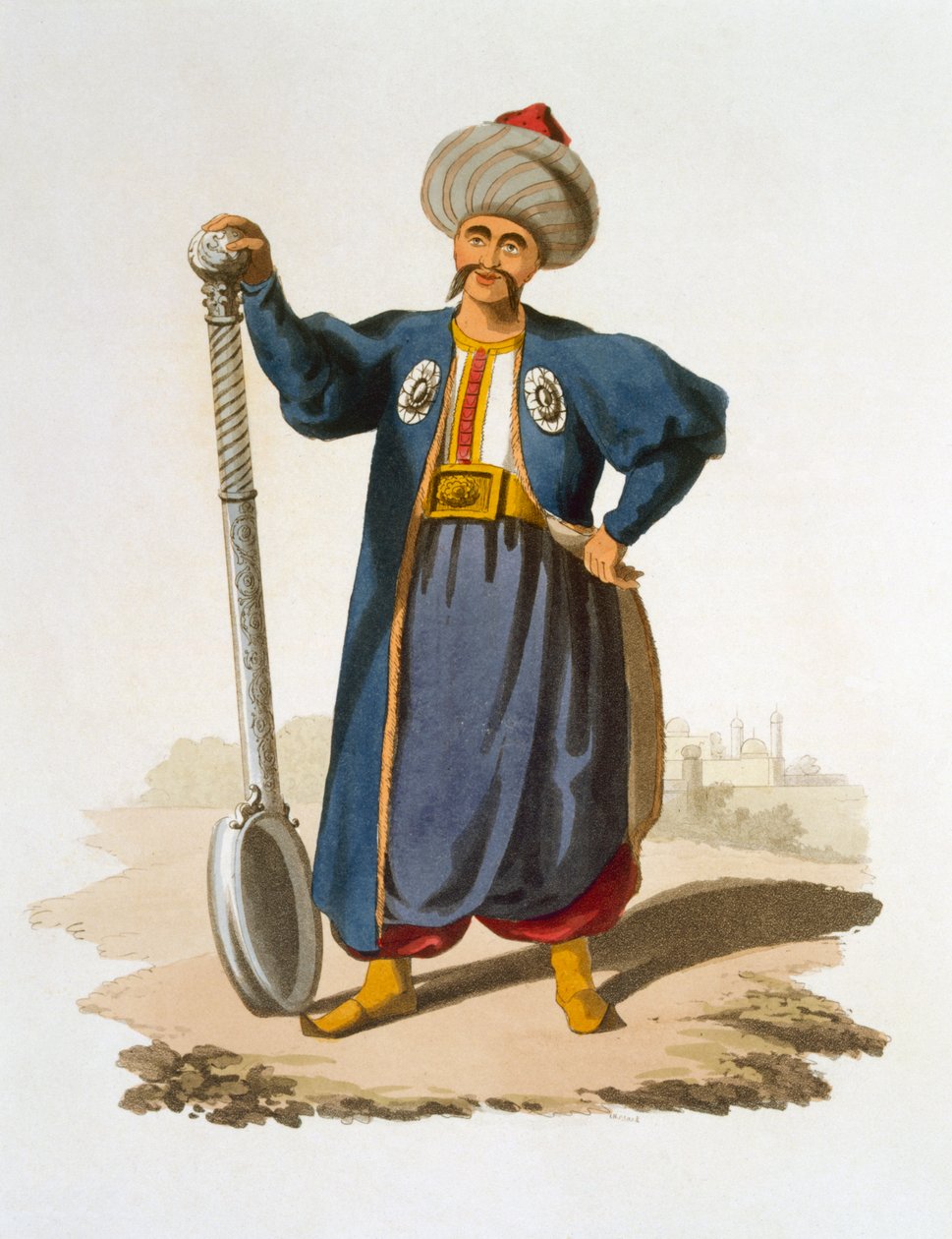 Slevbærer, 1818 (farvet akvatint) af English School