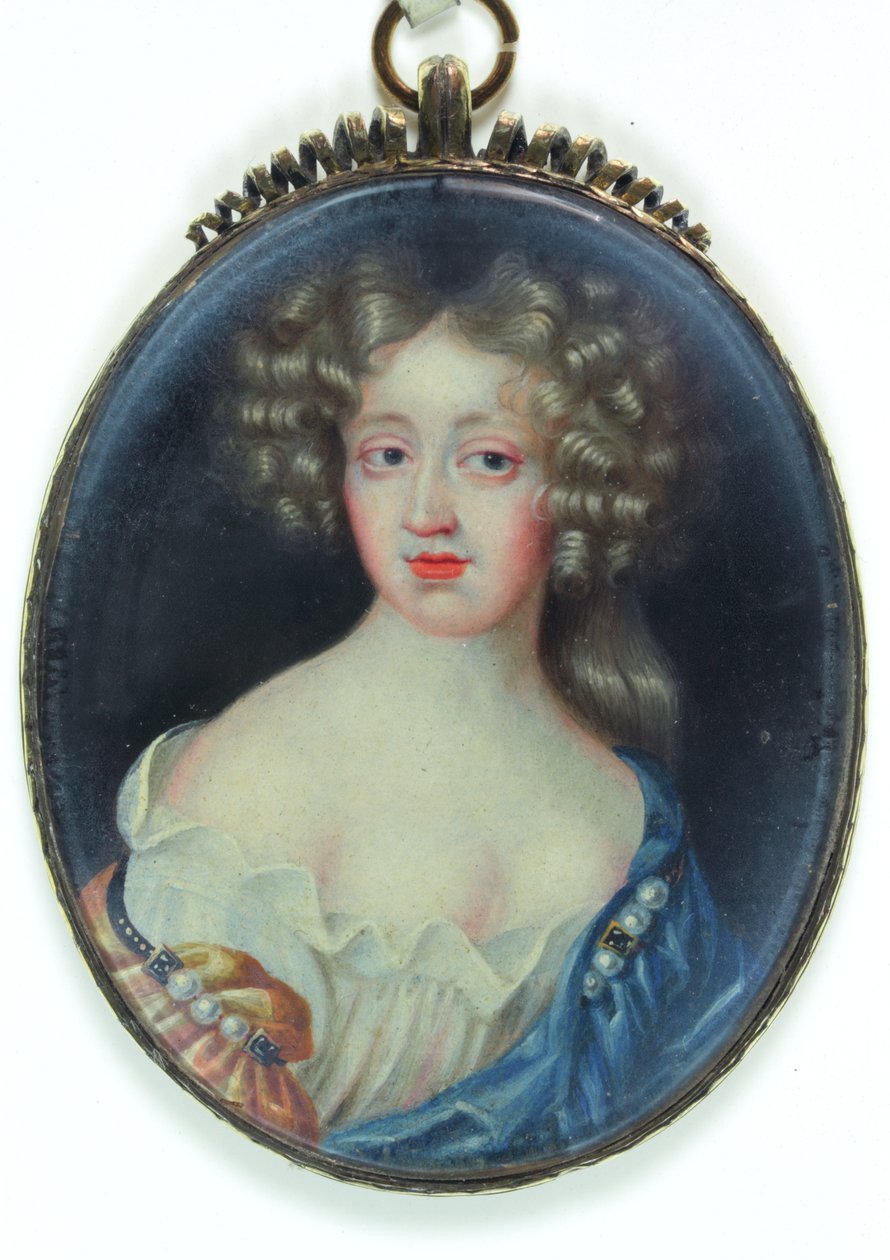 Lady Margaret Cavendish, hertuginde af Newcastle (akvarel på elfenben) af English School