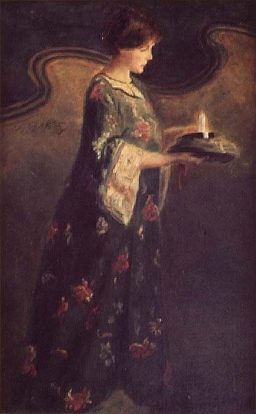 Dame med et lys, ca. 1890 af English School