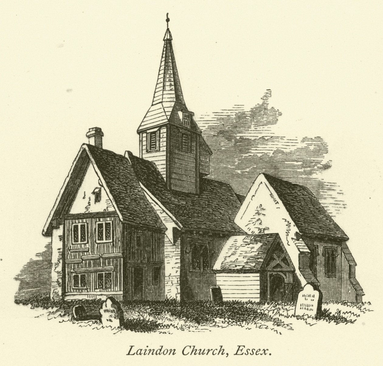 Laindon Church, Essex (kobberstik) af English School