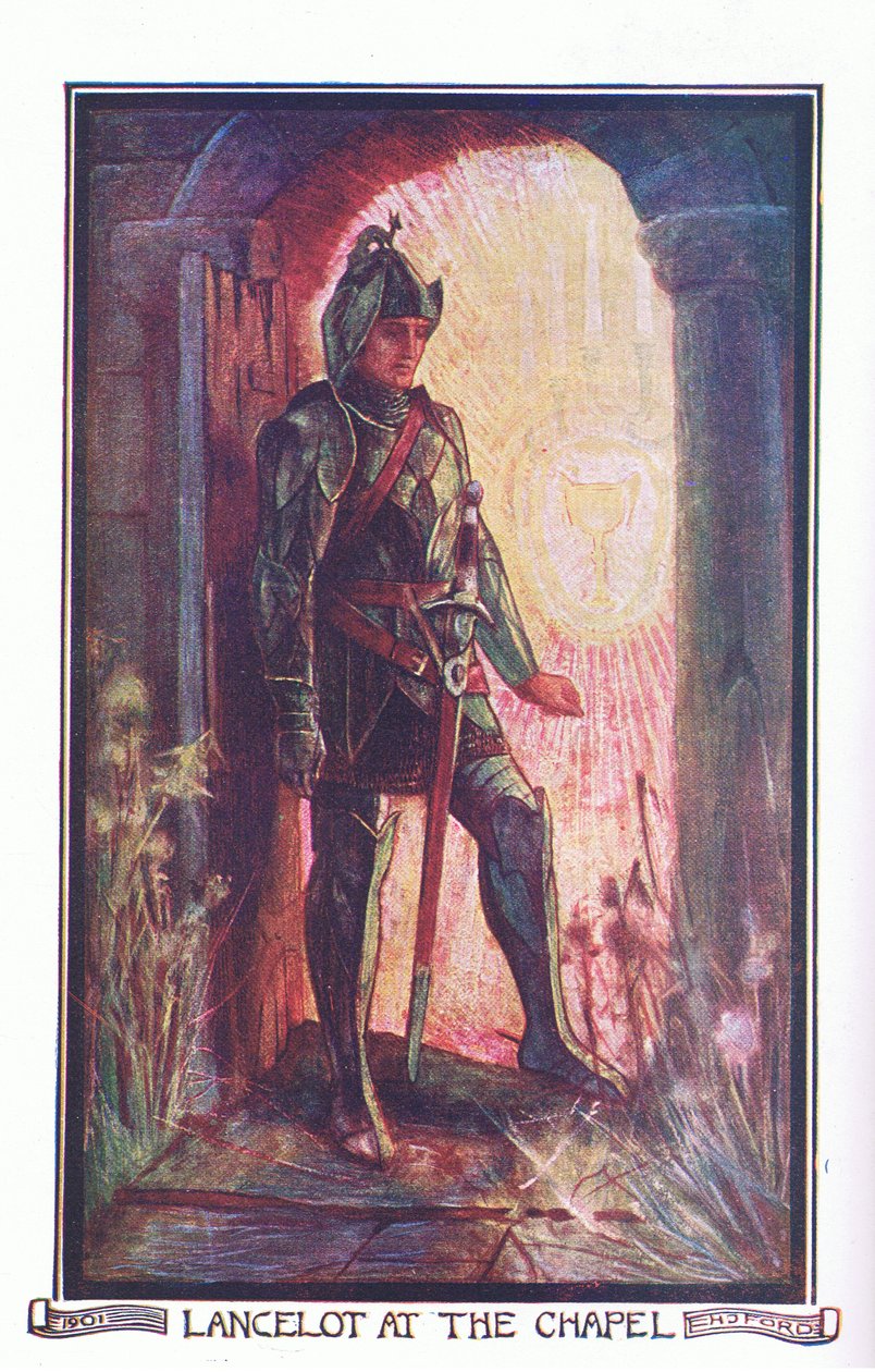 Lancelot at the Chapel, illustration fra 