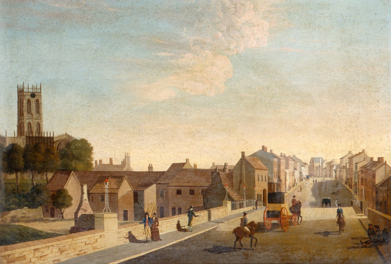 Landskab med kirke, ca. 1790 (olie på lærred) af English School