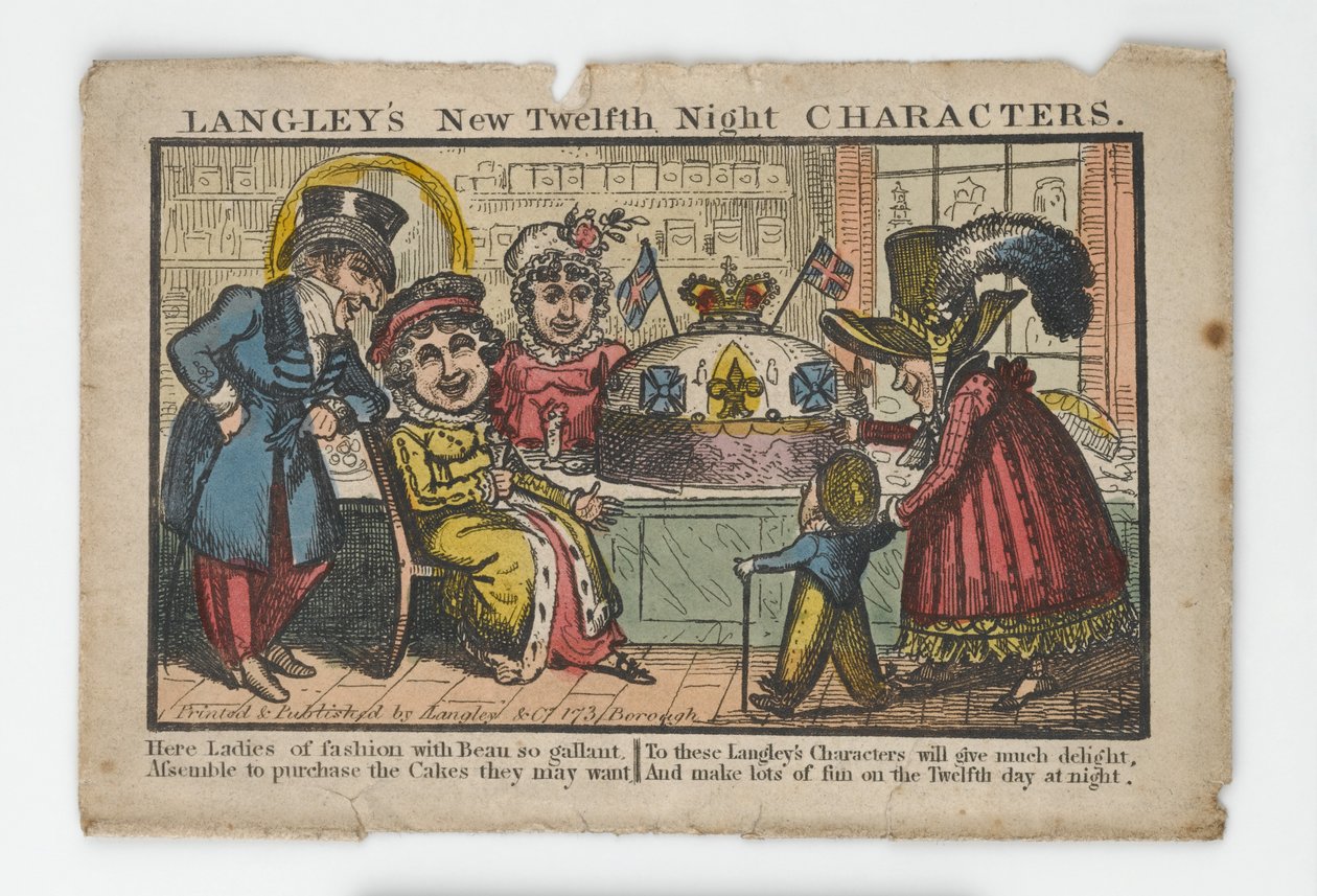 Langleys New Twelfth Night Characters Envelope, 1818 (håndfarvet gravering) af English School