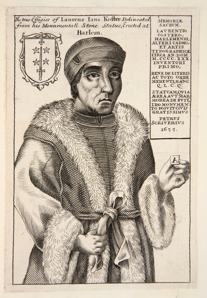 Laurenz Jans Koster, pub. 1683 stik. af English School