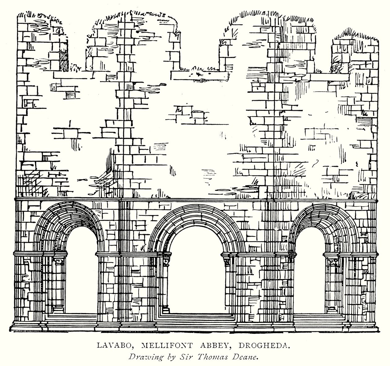 Håndvask, Mellifont Abbey, Drogheda (kobberstik) af English School