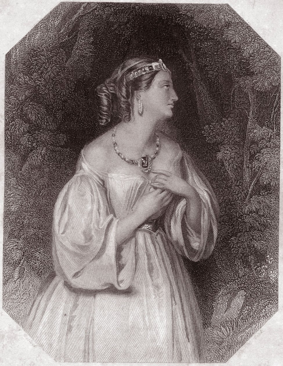 Lavinia, datter af Titus, forlovede af Bassianus (Titus Andronicus eller La Tres Lamentable Roman Tragedie af Titus Andronicus) i - "" Shakespeares Gallery of Women, samling af 45 seriøse portrætter af tidlige London-kunstnere, beriget med kritiske af English School