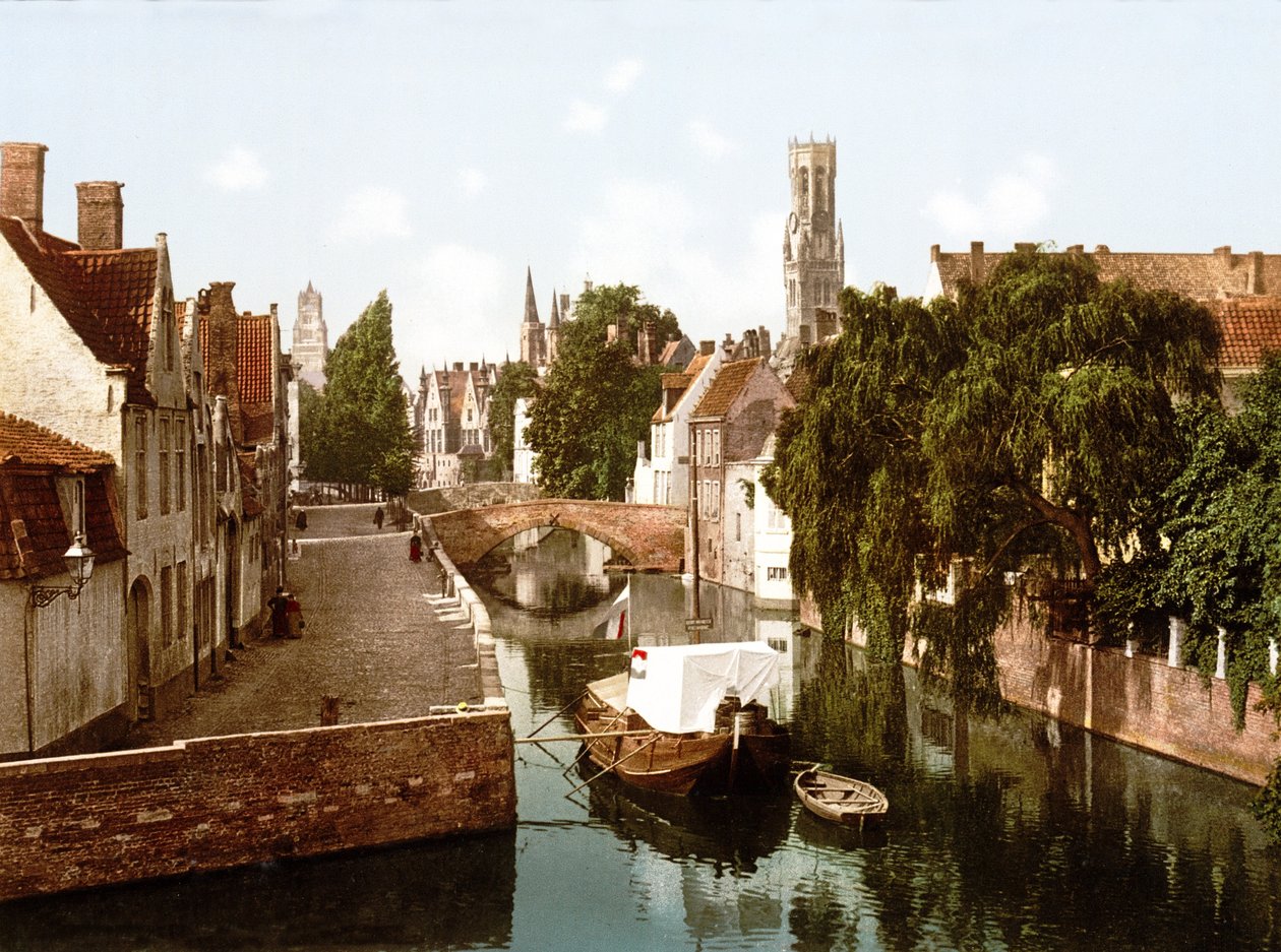 The Green Quay, Brugge (håndfarvet foto) af English School