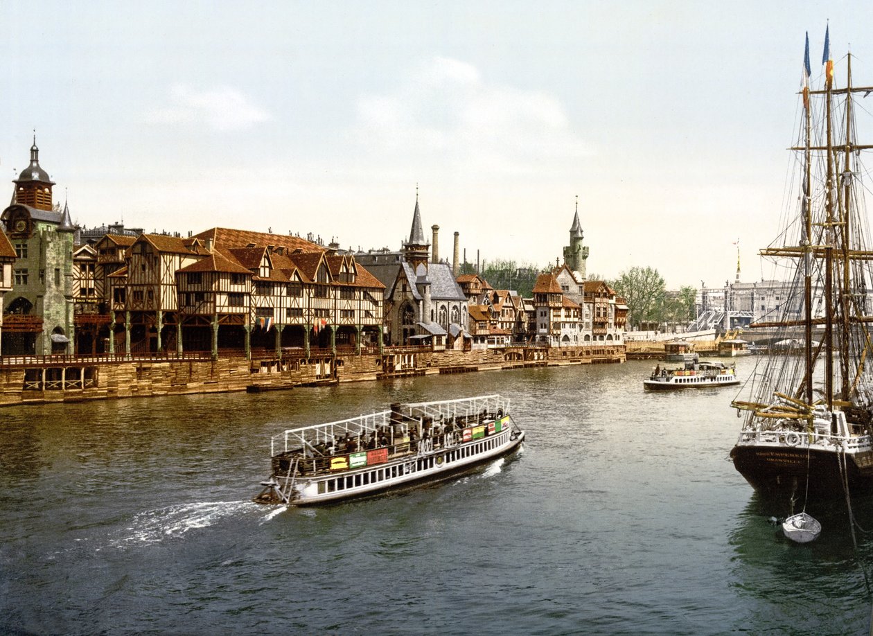Gamle Paris, udsigt over Seinen, Paris (håndfarvet foto) af English School