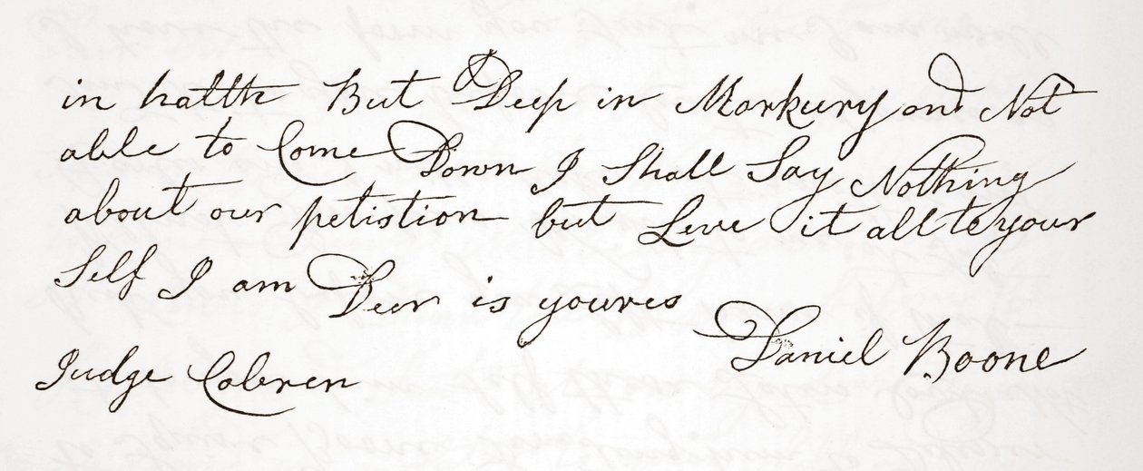 Brev fra Daniel Boone til dommer John Cobren, original dateret 5. oktober 1809 (se også 619583) af English School