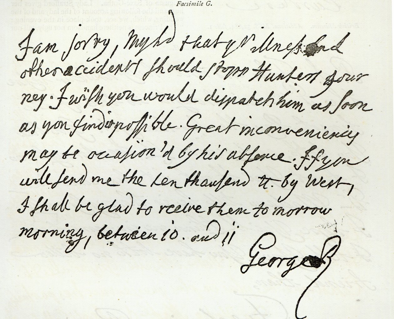 Brev fra George II til hertugen af Newcastle, 1759, offentliggjort i 