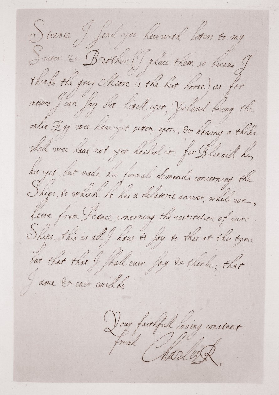 Brev fra Charles I til hertugen af Buckingham af English School