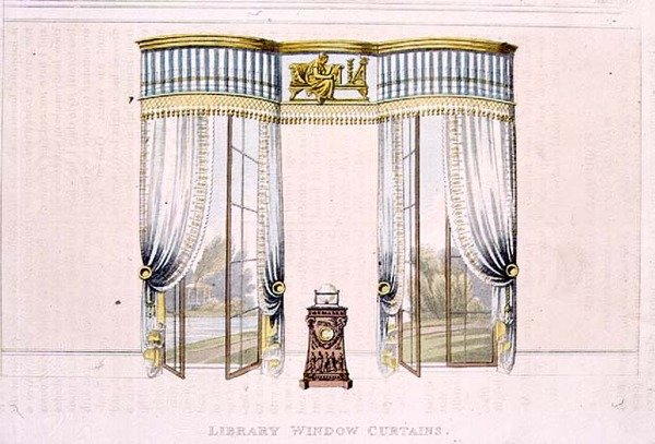 Bibliotekets vinduesgardiner, plade 106 fra Ackermann
