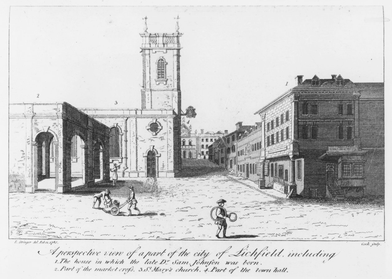 Lichfield, fødestedet for Dr. Johnson (gravering) af English School