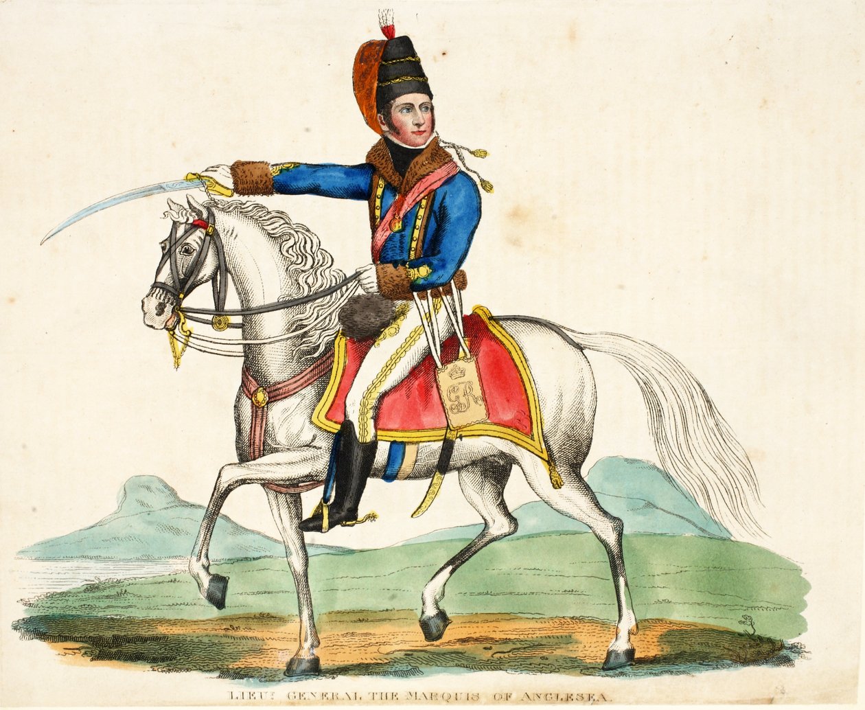 Generalløjtn The Marquis of Anglesea, pub. af Richard Evans, engr Romney, illustration fra An Historical Account of the Battle of Waterloo af William Mudford, 1816 af English School