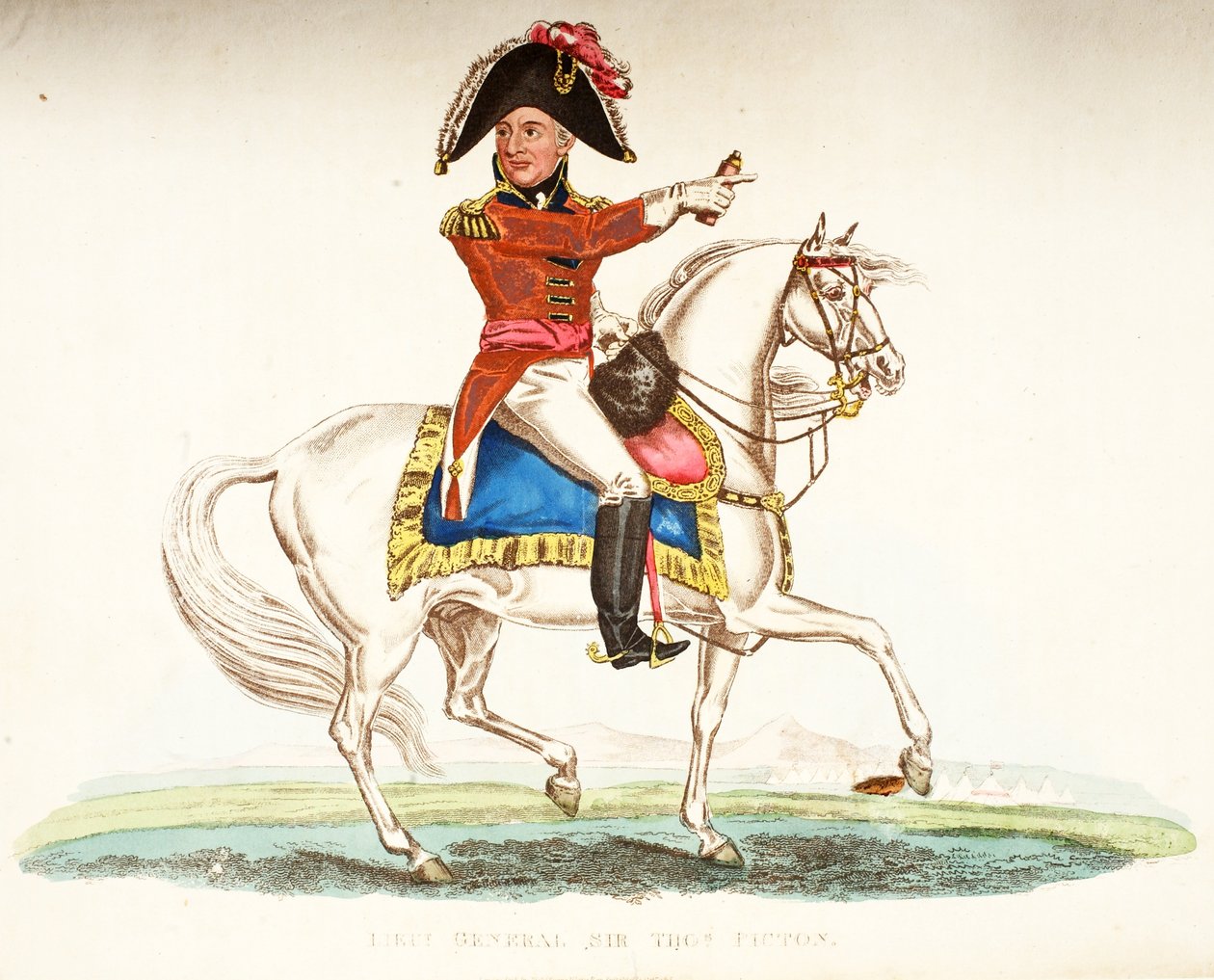 Generalløjtnant Sir Thomas Picton, pub. af Richard Evans, engr Romney, illustration fra An Historical Account of the Battle of Waterloo af William Mudford, 1816 af English School