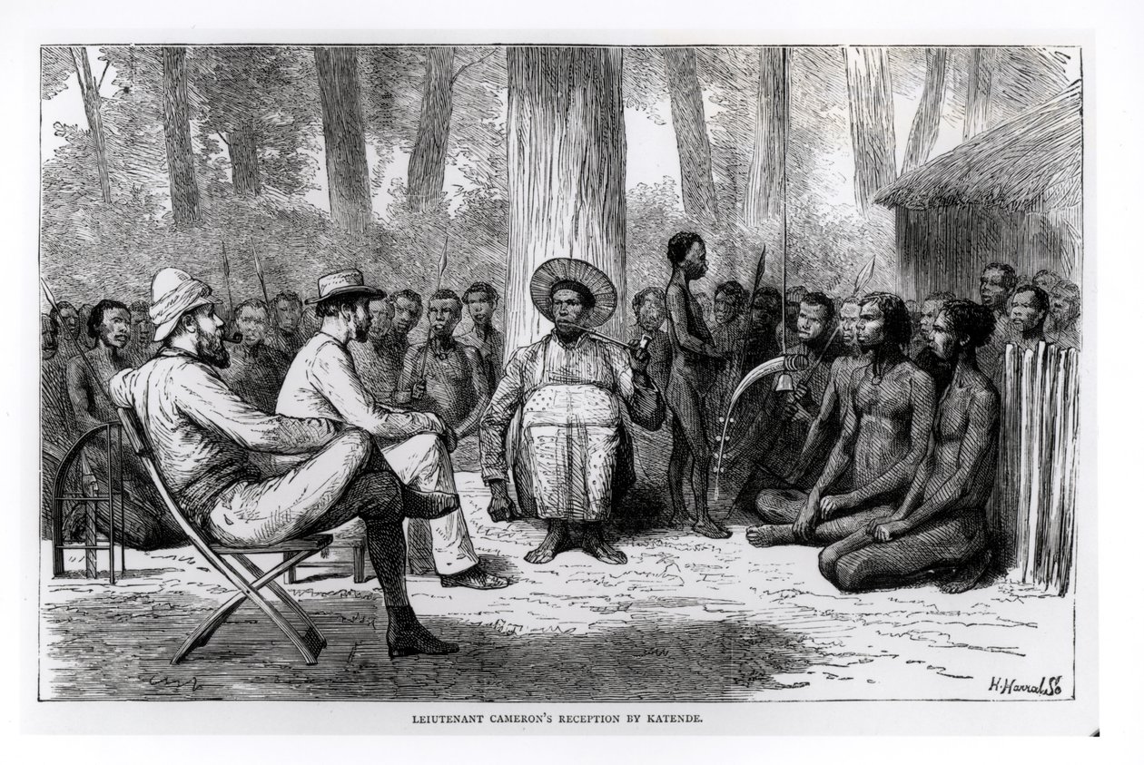 Løjtnant Verney Lovett Camerons (1844-94) Reception af Katende, indgraveret af Horace Harral af English School