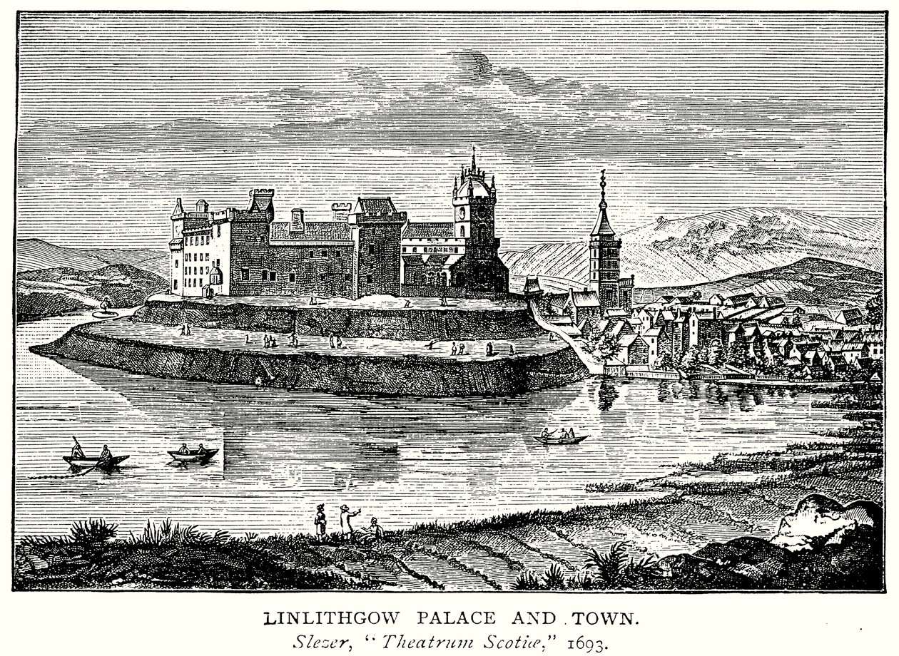 Linlithgow Palace and Town (gravering) af English School