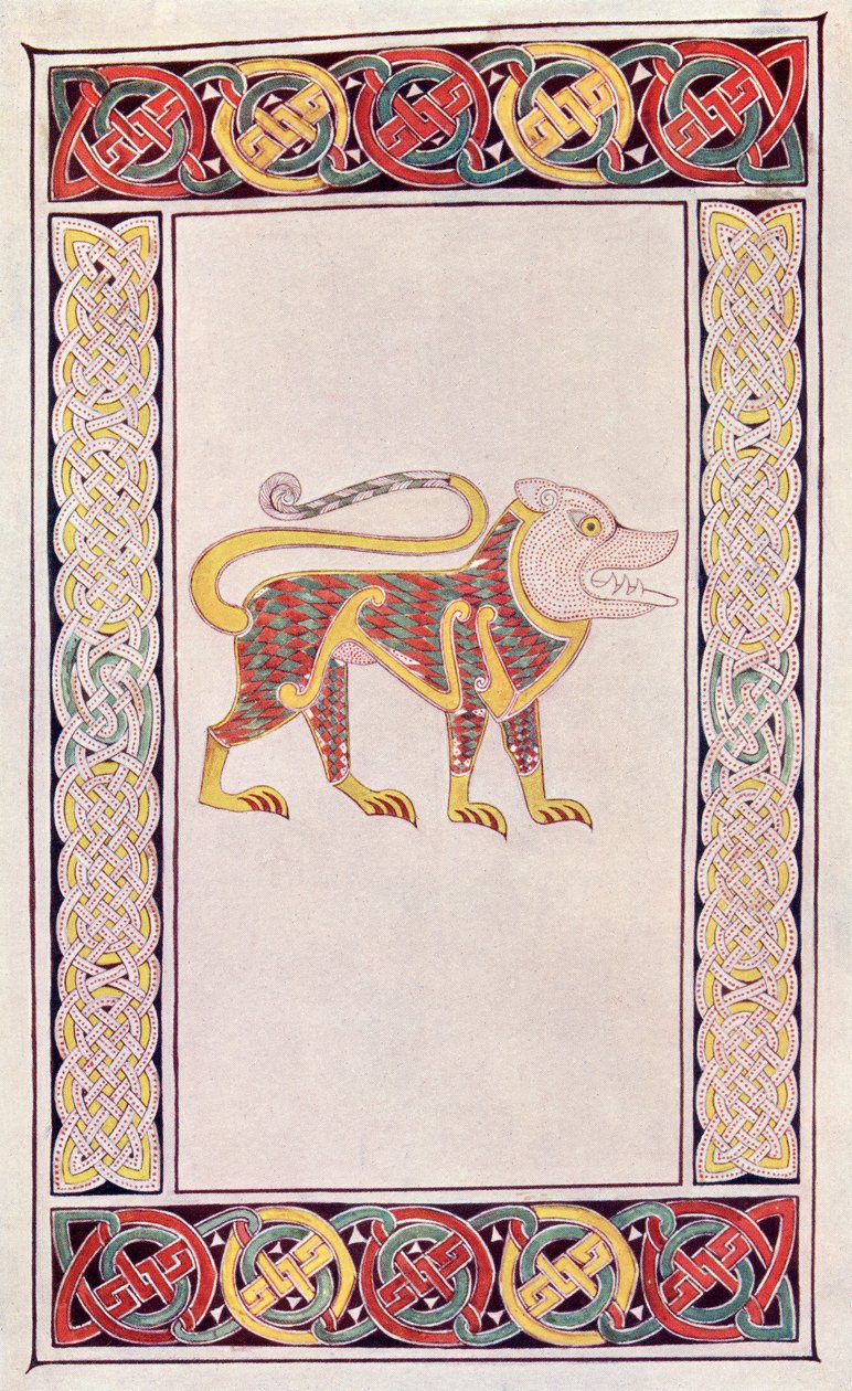 Lion of St. Mark, faksimile af en belysning fra Book of Durrow, fra bogen The Church of England: A History for the People, udgivet ca. 1910 af English School