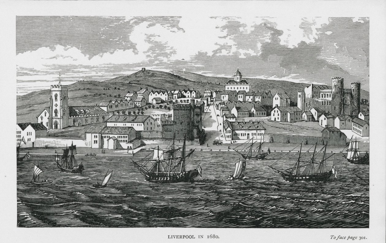 Liverpool i 1680 (kobberstik) af English School