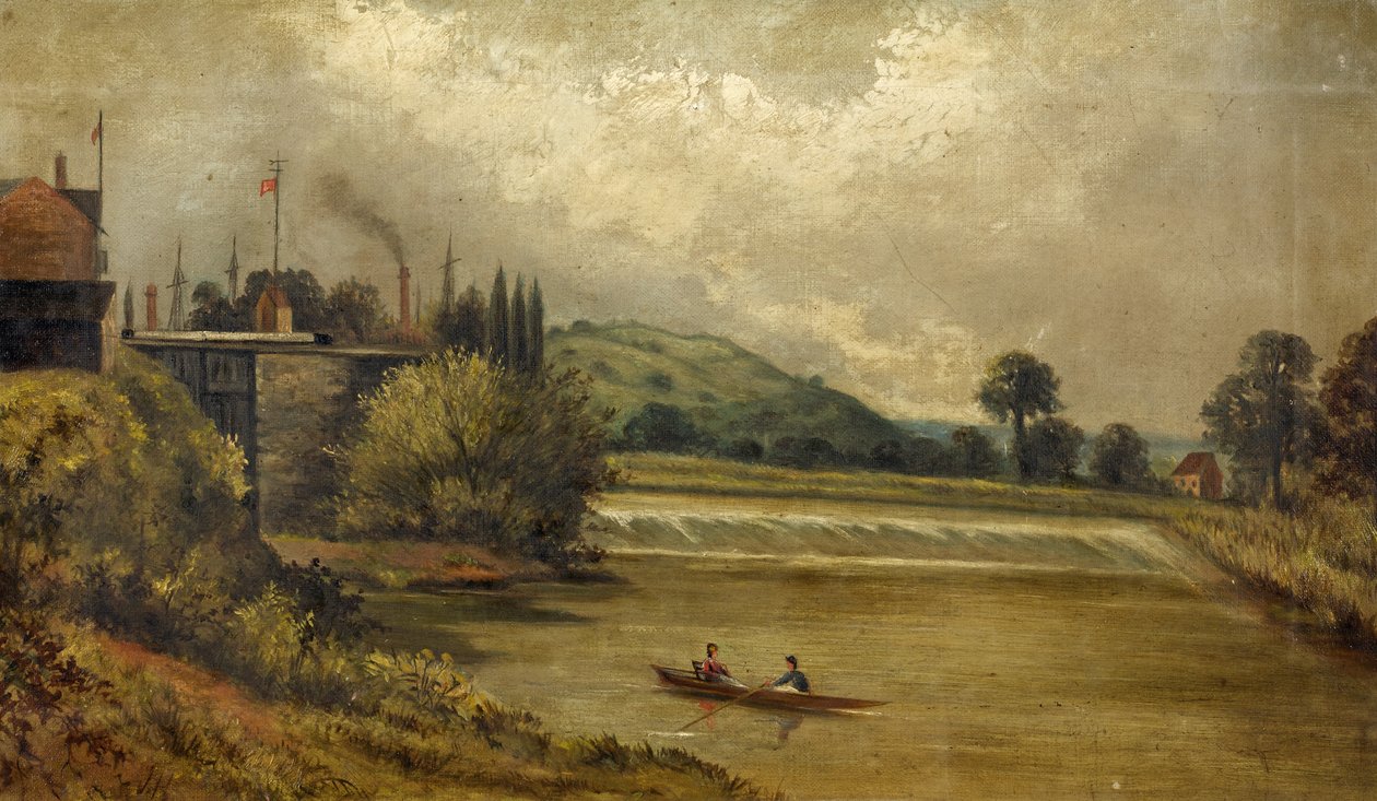Llanthony Weir Gloucester, 1850-1900 af English School