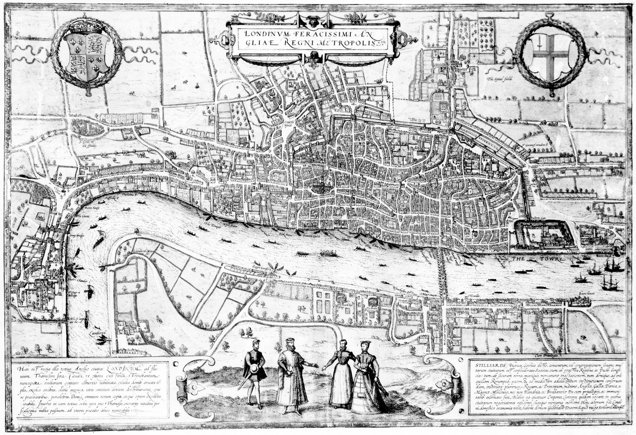 Londinium Feracissimi Angliae Regni Metropolis, illustration taget fra London i Tudors tid af Sir Walker Besant, 1904 af English School