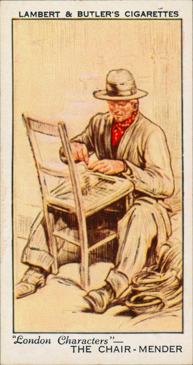 Tegn fra London: The Chair-Mender (farvelitografi) af English School