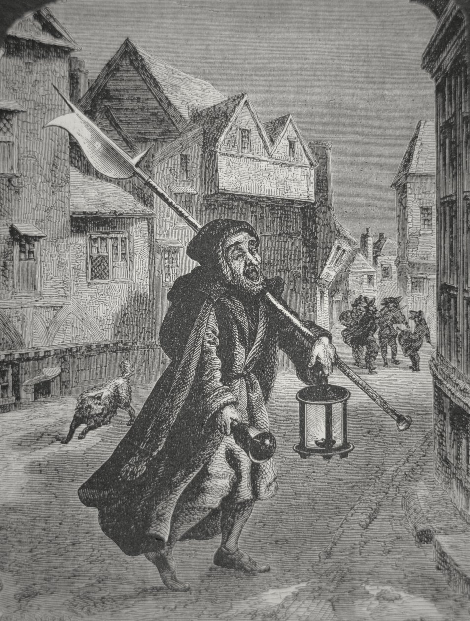 London Watchman fra det 17. århundrede (gravering) af English School