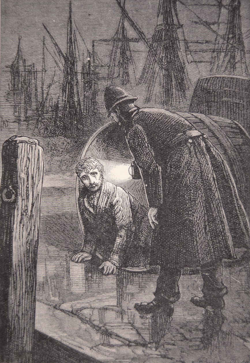 London-politimand på patrulje i havnen finder hjemløs mand, der bor i tom tønde af English School