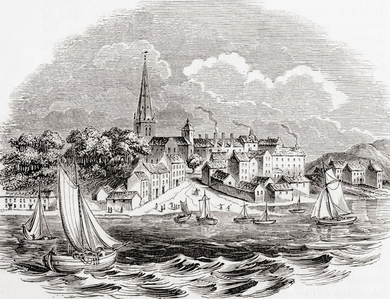 Londonderry, Nordirland, fra Old England: A Pictorial Museum, pub. 1847 af English School