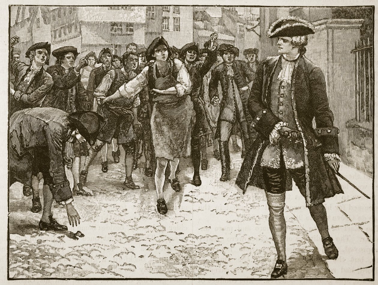 Lord Bute and the Londoners, 1763, illustration fra Cassells Illustrated History of England (sepia foto) af English School