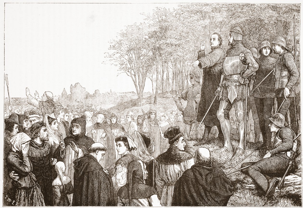 Lord Cobham ved en Lollard Preaching, illustration fra The History of Protestantism af James Aitken Wylie (1808-1890), pub. 1878 af English School