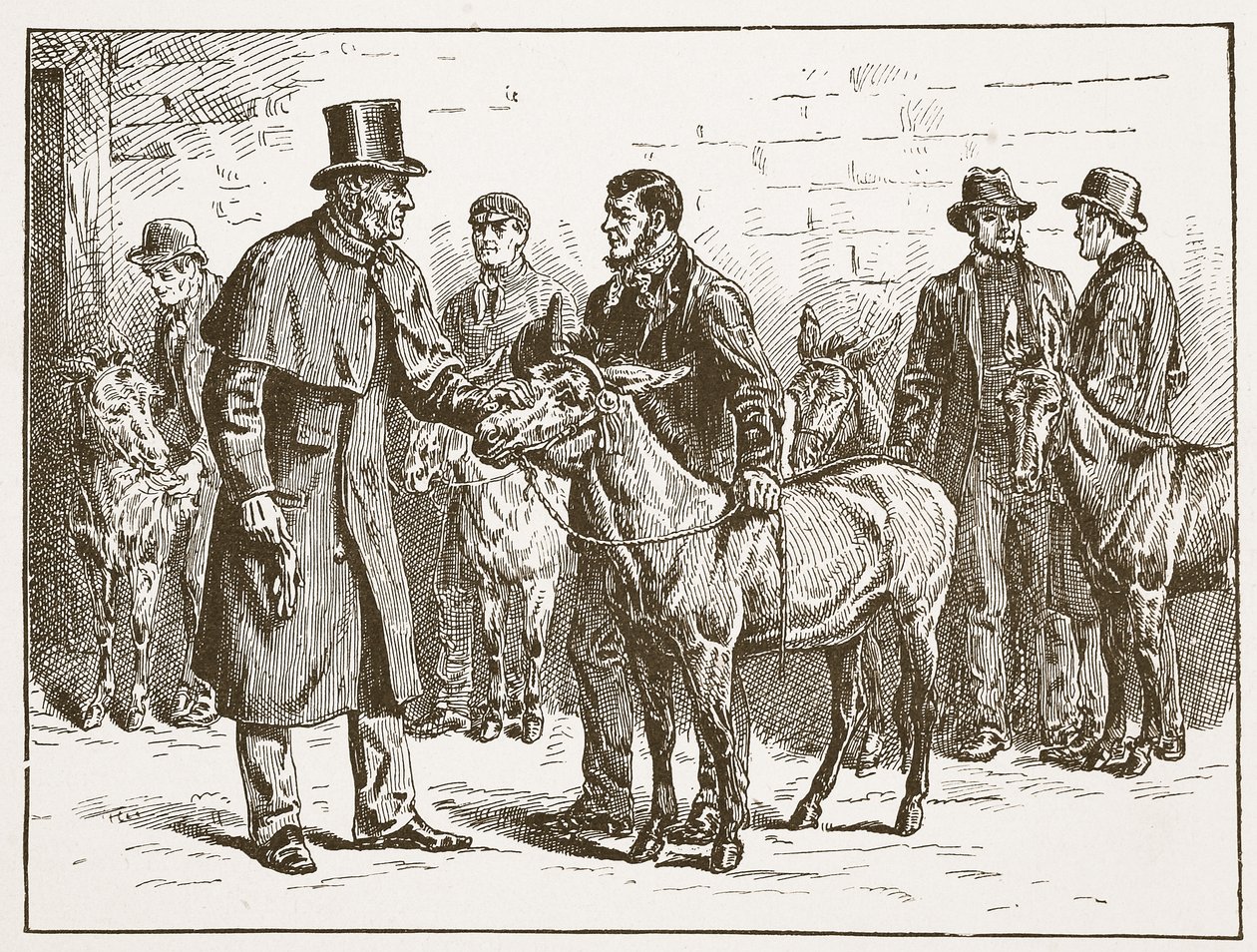 Lord Shaftesbury inspicerer et æselshow, illustration fra The Church of England: A History for the People af H.D.M. Spence-Jones, pub. ca. 1910 (sepiafoto) af English School