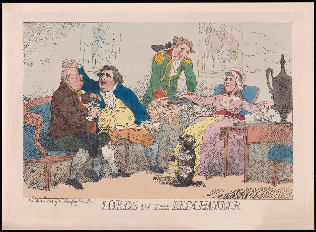 Lords of the Bedchamber, pub. 1784 (håndfarvet gravering) af English School