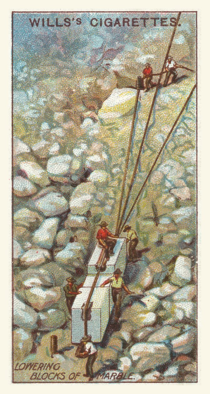 Sænkning af marmorblokke (chromolitho) af English School