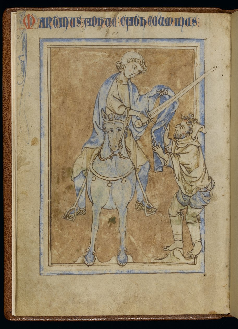 MS 370, St. Martin og tiggeren, fra et oplyst manuskript (pen & blæk og tempera på vellum) af English School