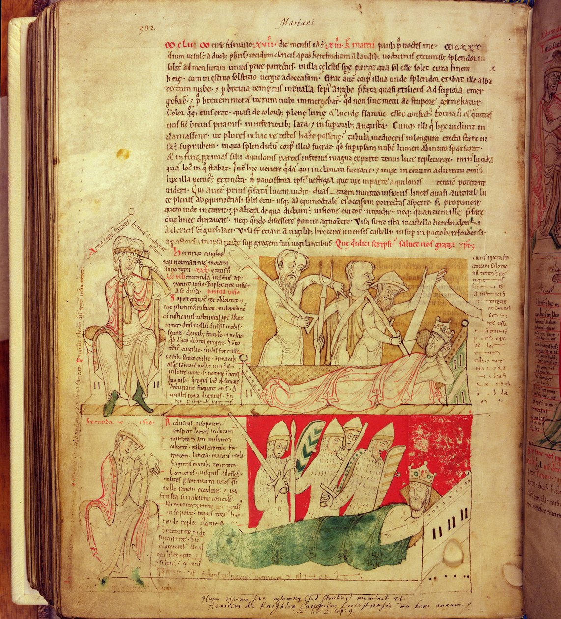 MS CCC 157 s.382 Synerne drømt af kong Henrik I i Normandiet i 1130, fra Worcester Chronicle, c.1130-40 (vellum) af English School
