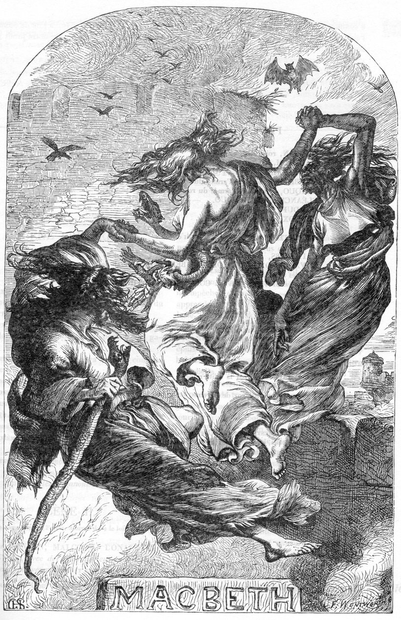 Macbeth - Illustration i "" Completes de William Shakespeare"" 1866 - Illustrationerne og den generelle form for denne udgave er lånt fra Cassells illustrerede Shakespeare, udgivet i London af English School