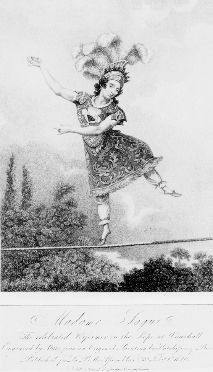Madame Saqui, den berømte performer på rebet i Vauxhall Gardens, London af English School