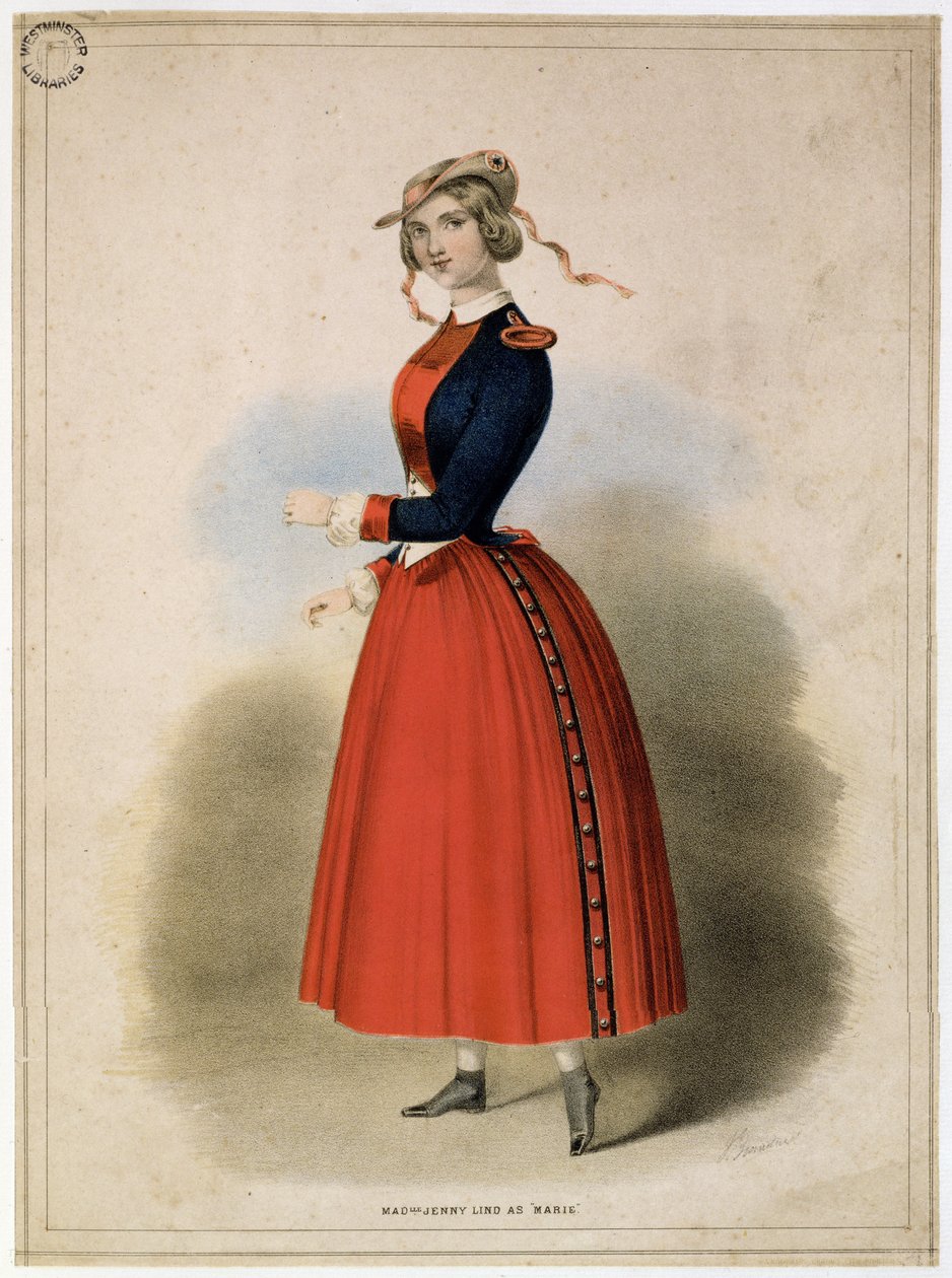 Mademoiselle Jenny Lind (1820-87) som Marie, c.1847 af English School