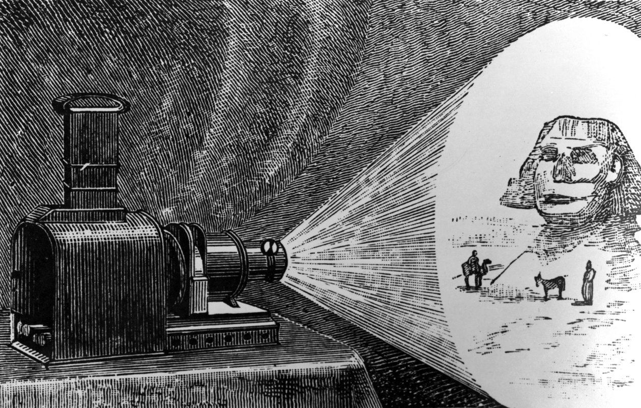 Magic Lantern projicerer en scene fra det gamle Egypten af English School