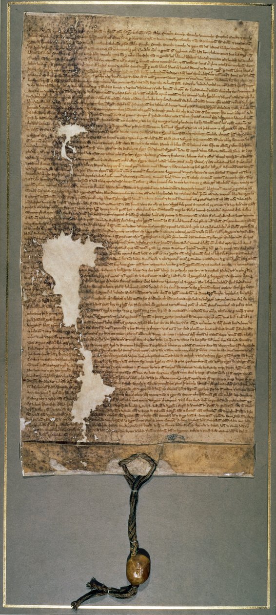 Magna Carta, den endelige udgave, der blev udstedt i 1225 af Henrik III af English School