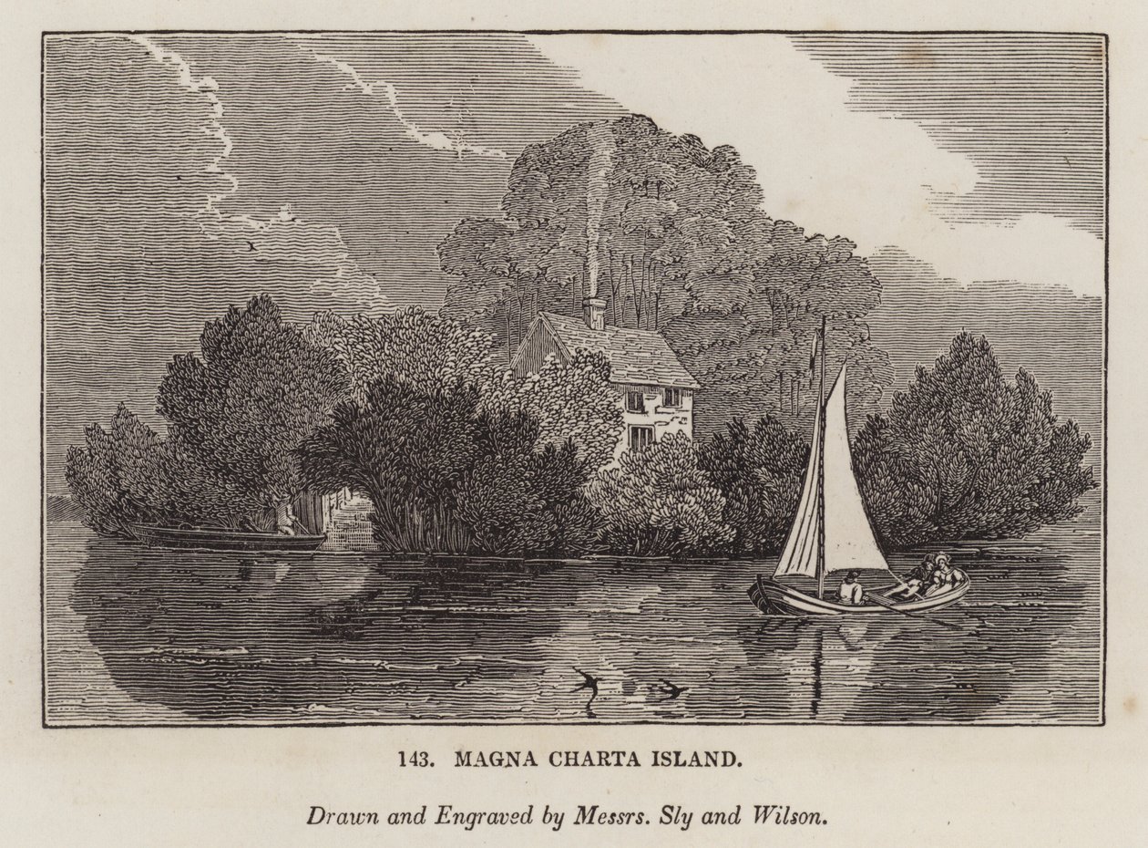Magna Charta Island (gravering) af English School