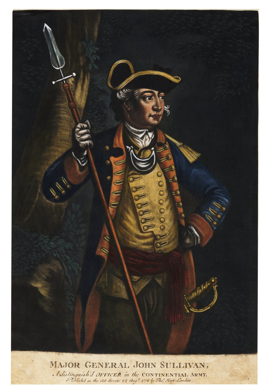 Generalmajor John Sullivan, 1776 (håndfarvet mezzotint) af English School