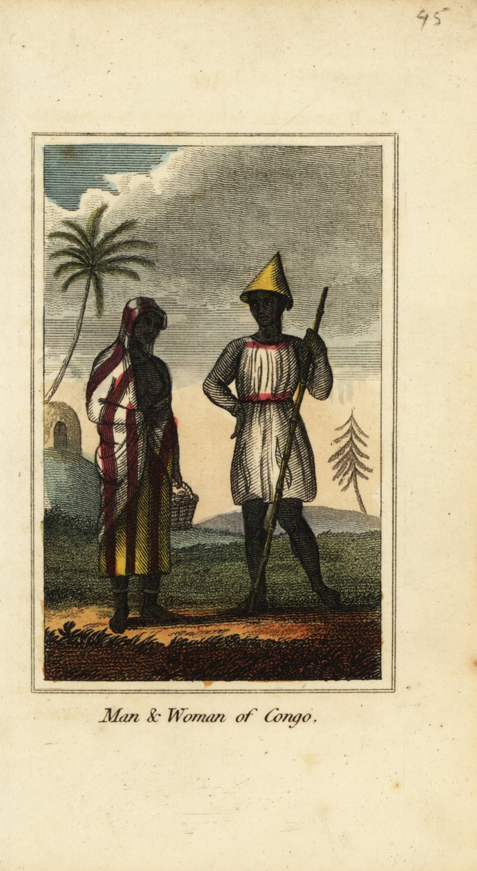 Mand og kvinde fra Congo eller Nedre Guinea, Afrika af English School