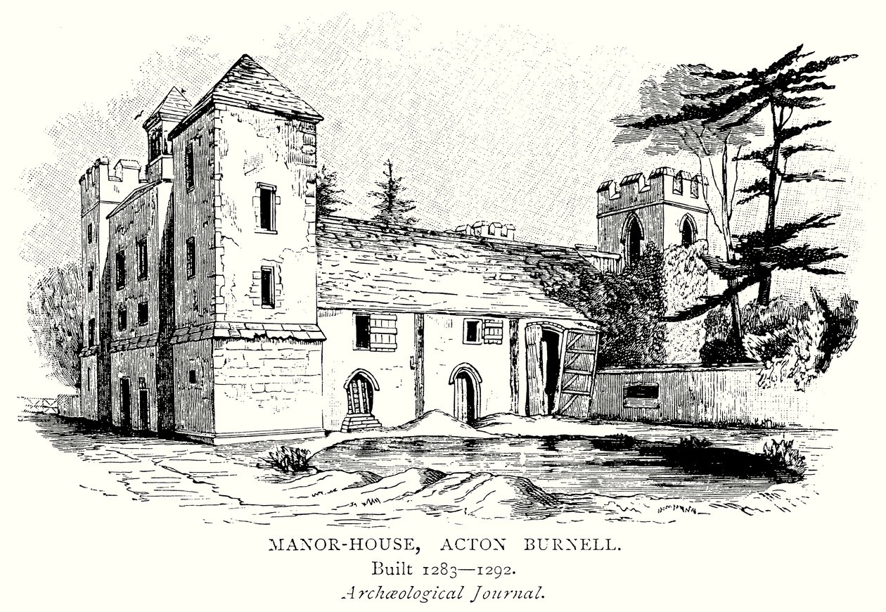 Manor-House, Acton Burnell (kobberstik) af English School