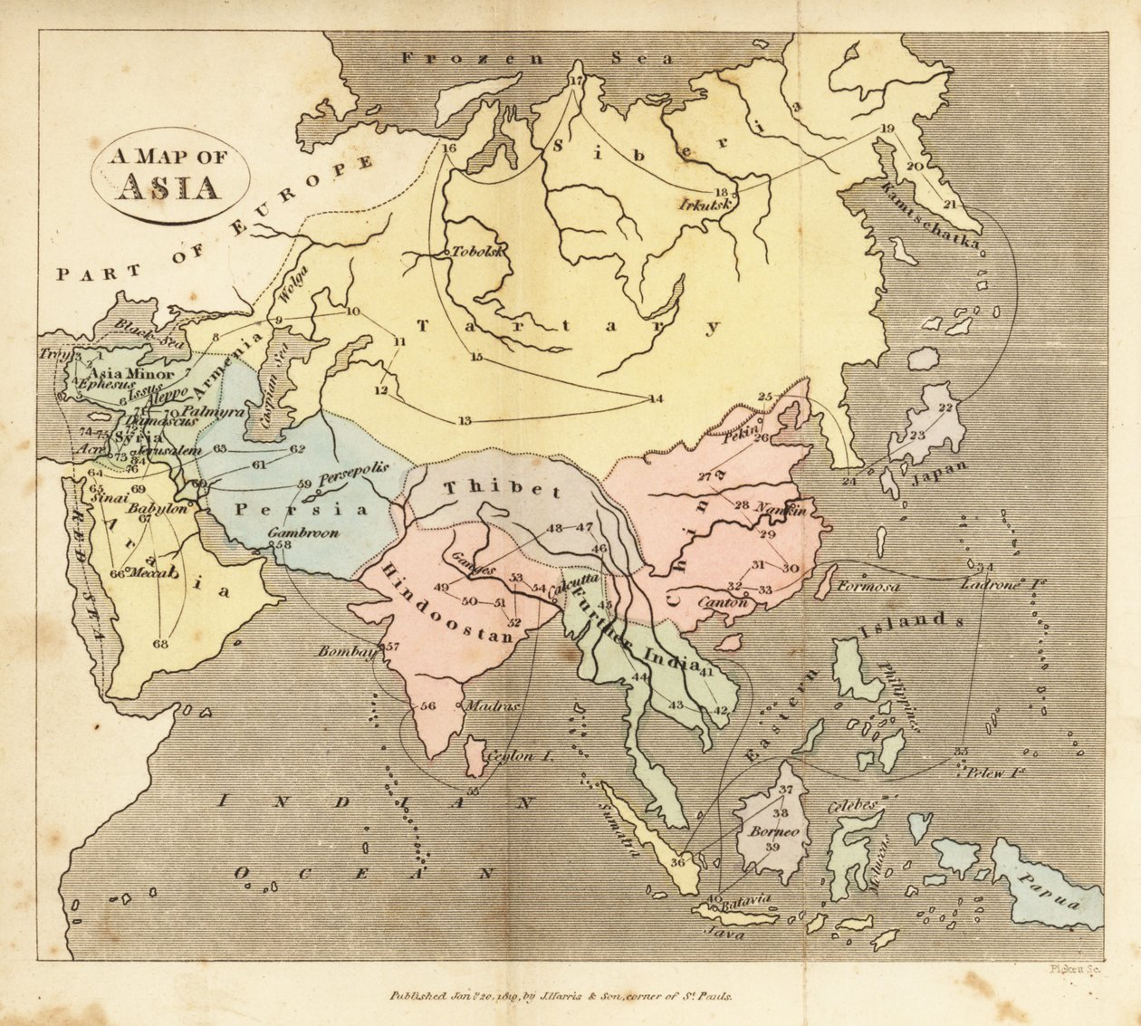 Kort over Asien, begyndelsen af det 19. århundrede af English School