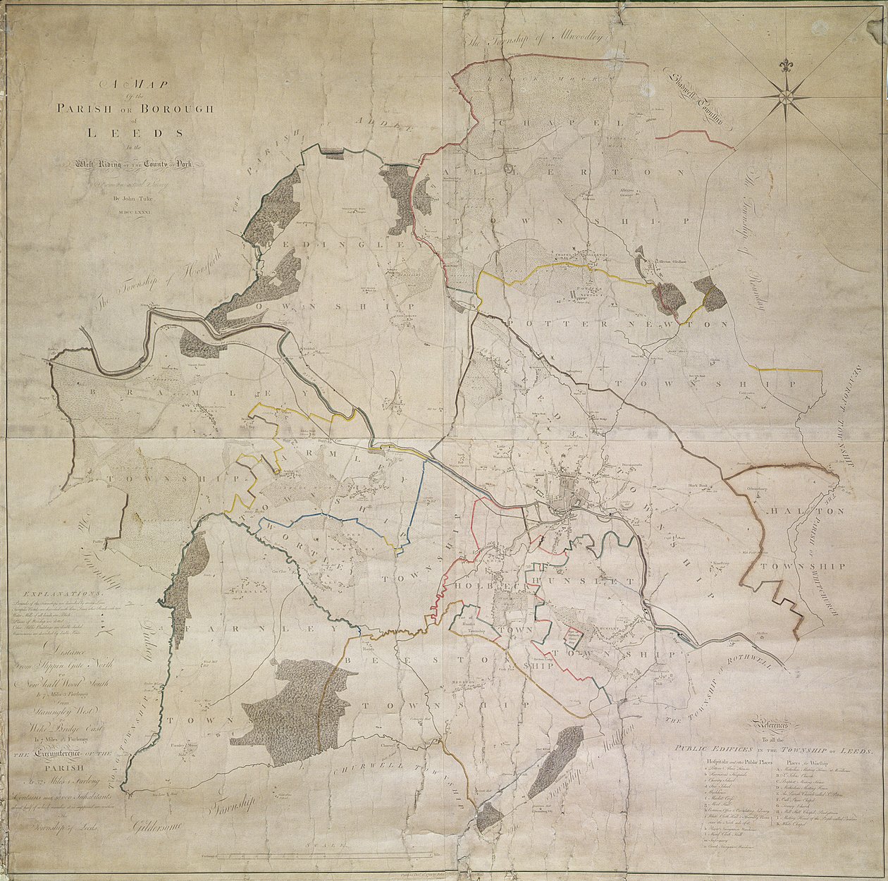 Kort over Leeds, opmålt af John Tuke af English School