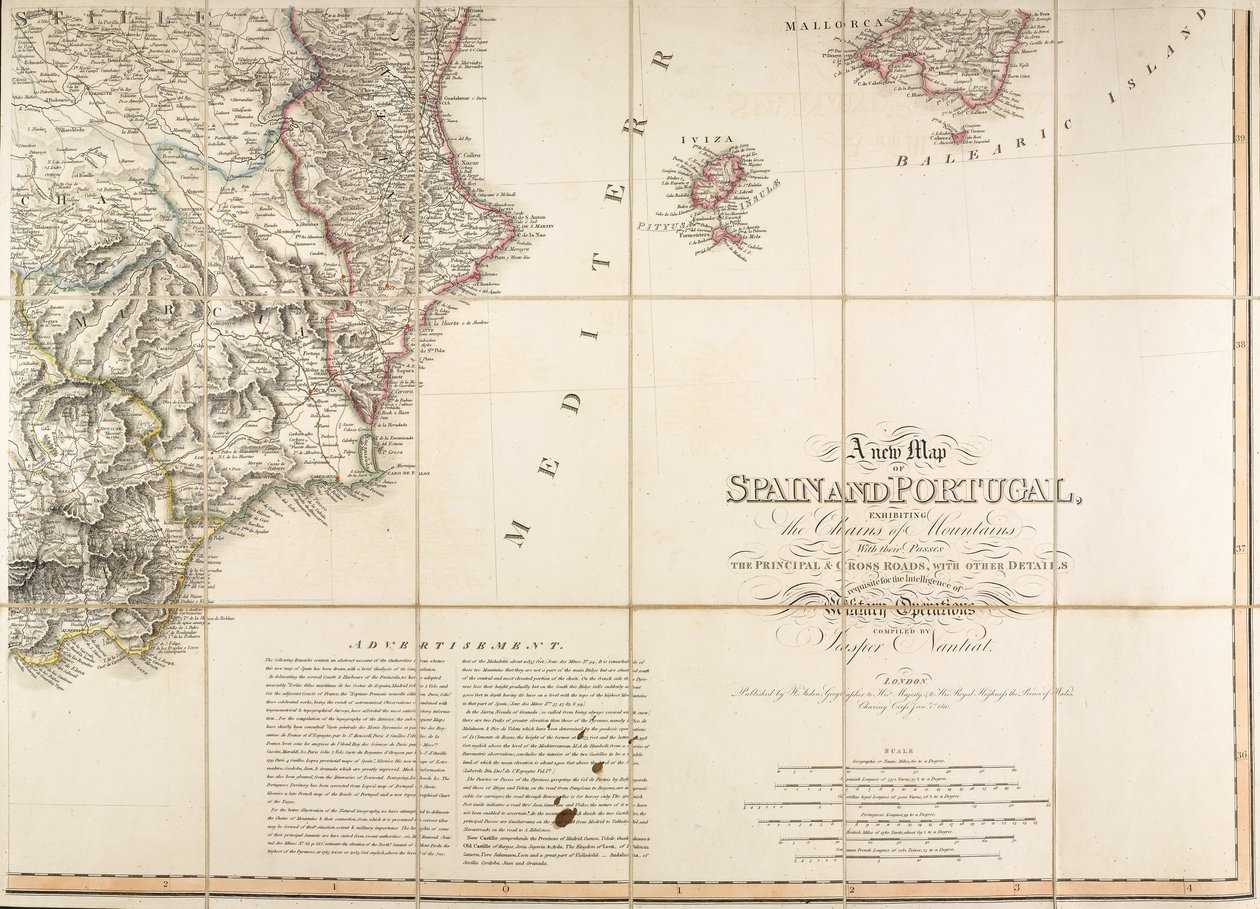 Kort over Spanien siges at være blevet brugt af hertugen af Wellington af English School