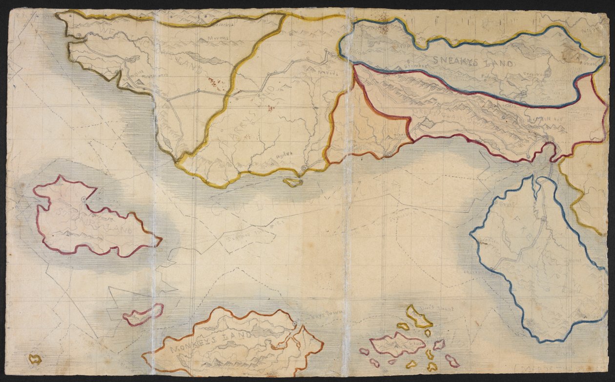 Kort over Verdopolis eller Glasbyen; et imaginært land, illustration fra 