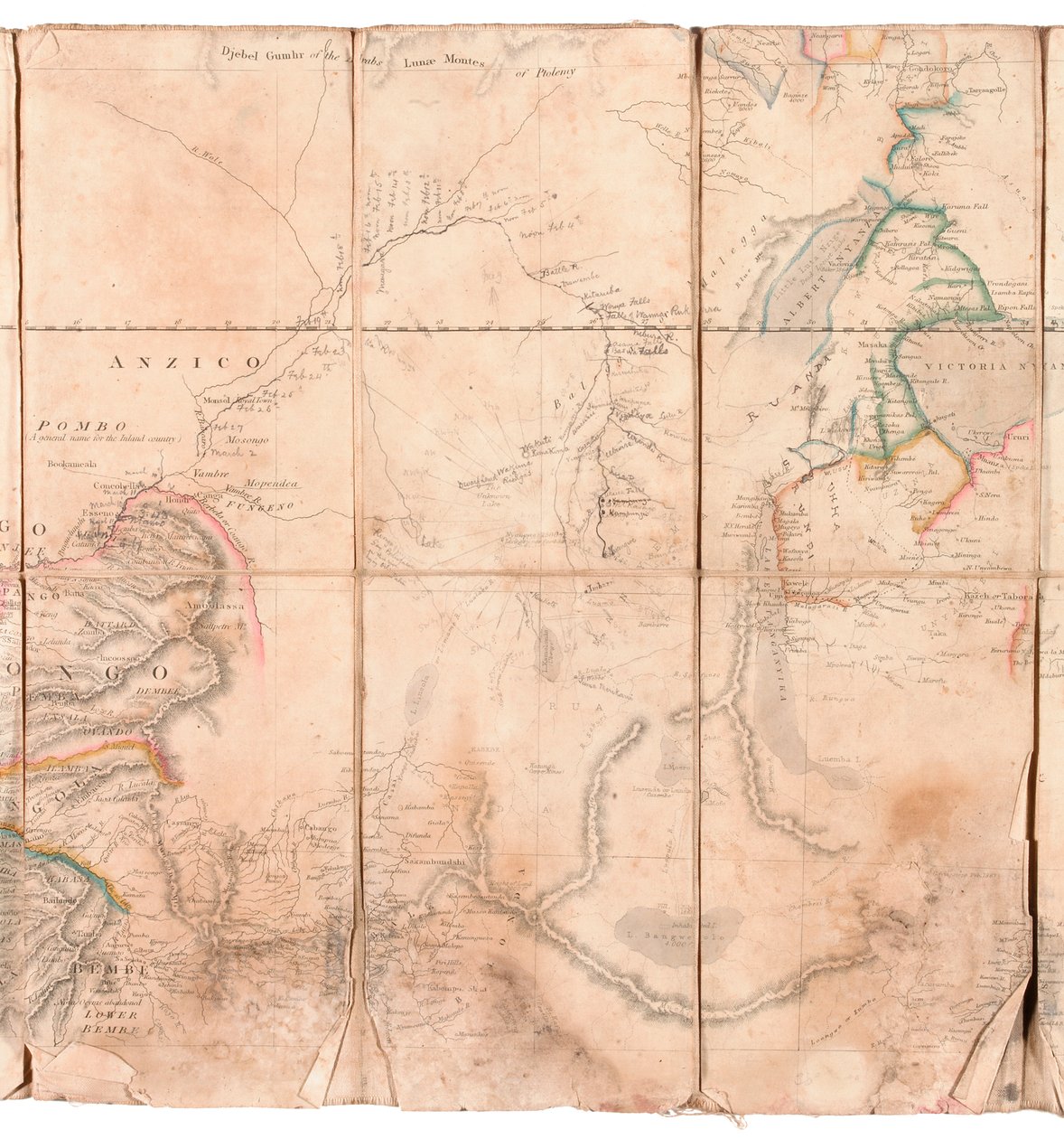 Kort over Congo-regionen, fra et album tilhørende Henry Morton Stanley af English School